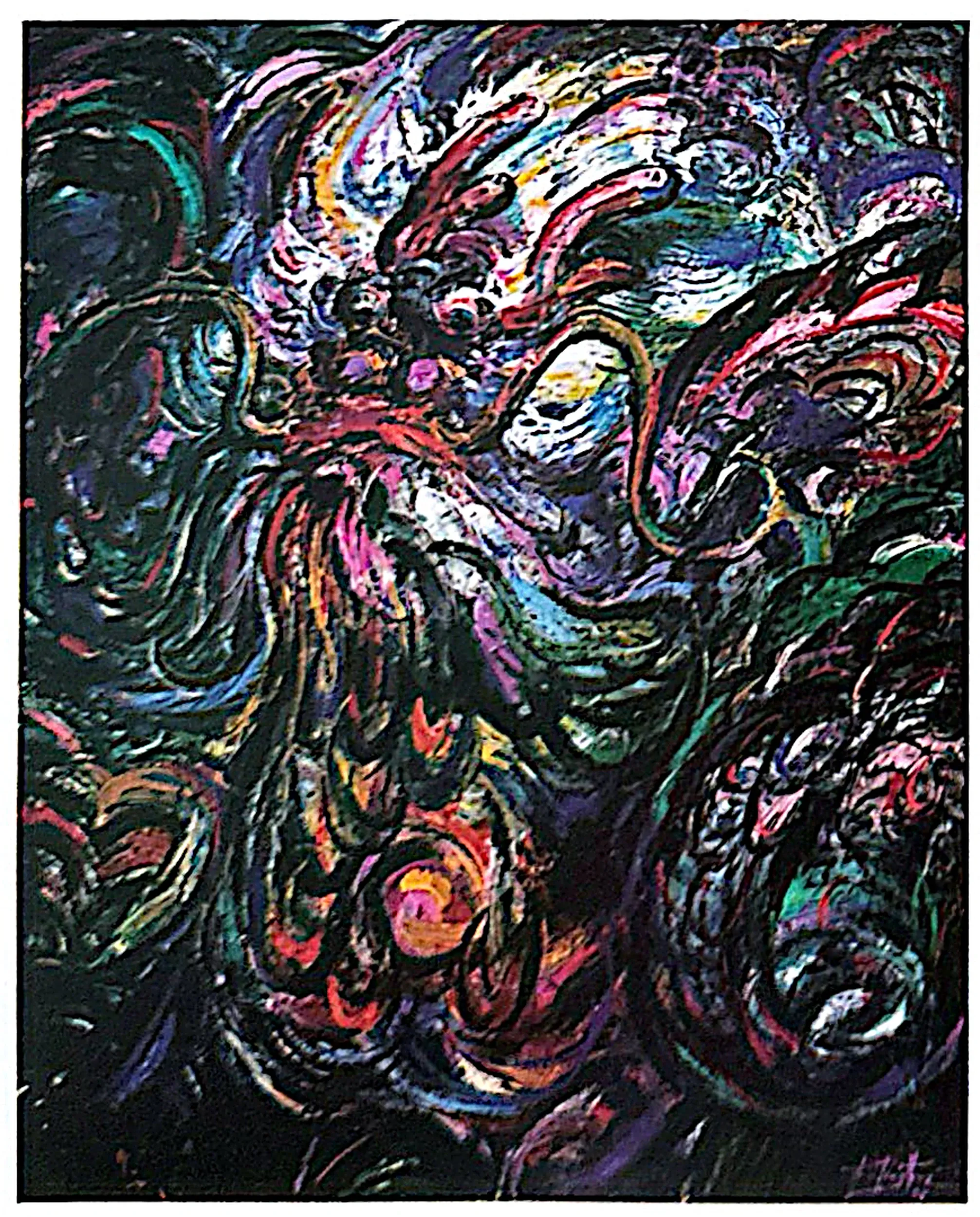 Oil painting titled Dragon Dance by Tan Peng Hooi, 1995.