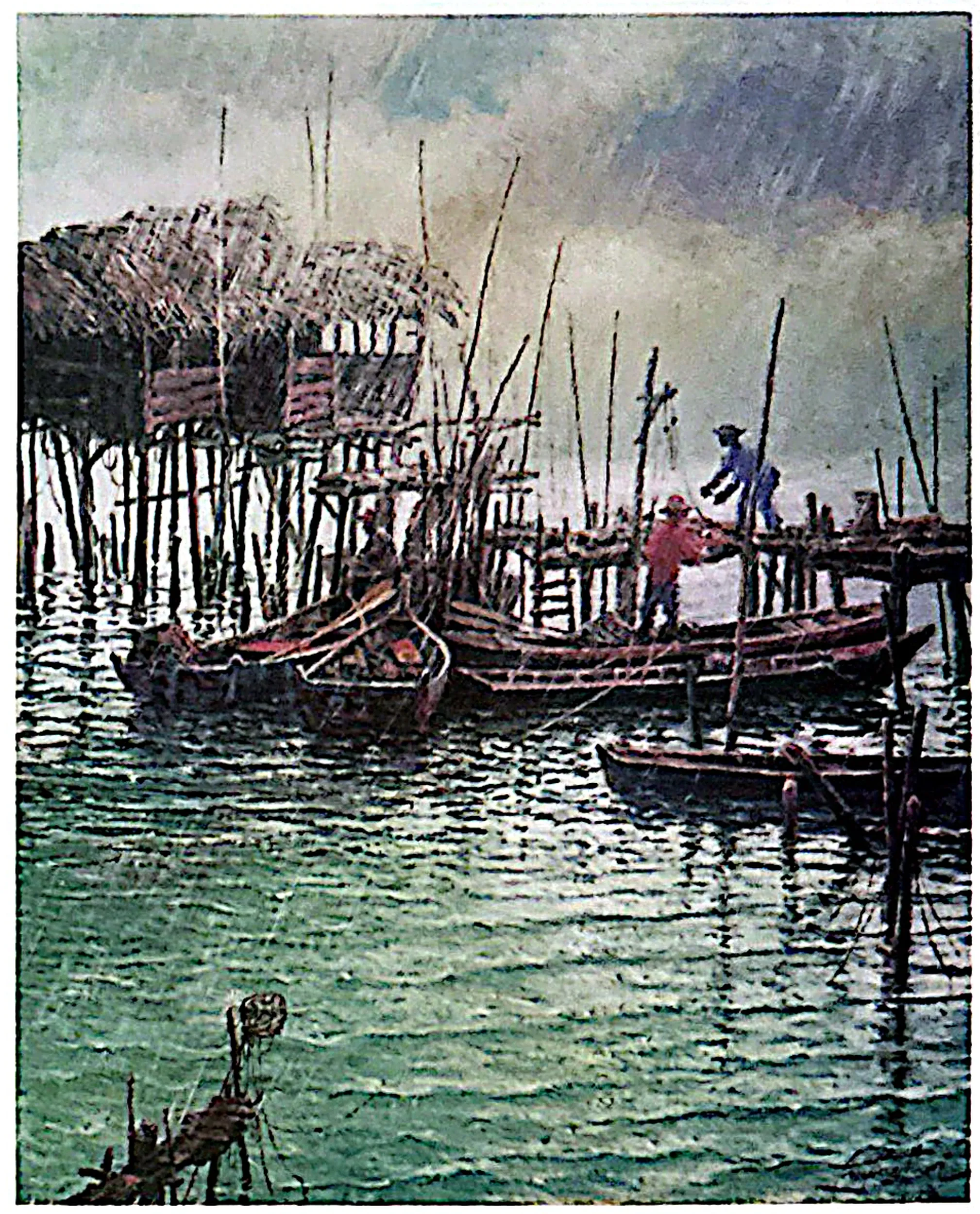 Oil painting titled Fishing Village by Tan Peng Hooi, 1996.