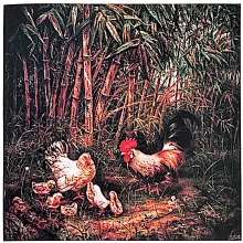 Oil painting titled Happy Family by Tan Peng Hooi, 2000.
