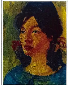 Oil painting titled Portrait of Young Girl by Tan Peng Hooi, 1964.