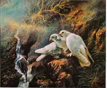Oil painting titled Sharing a Moment by Tan Peng Hooi, 1975.