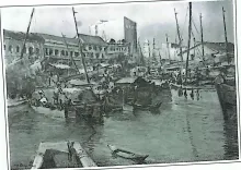 Oil painting titled Waterfront, Penang by Tan Peng Hooi, 1965.